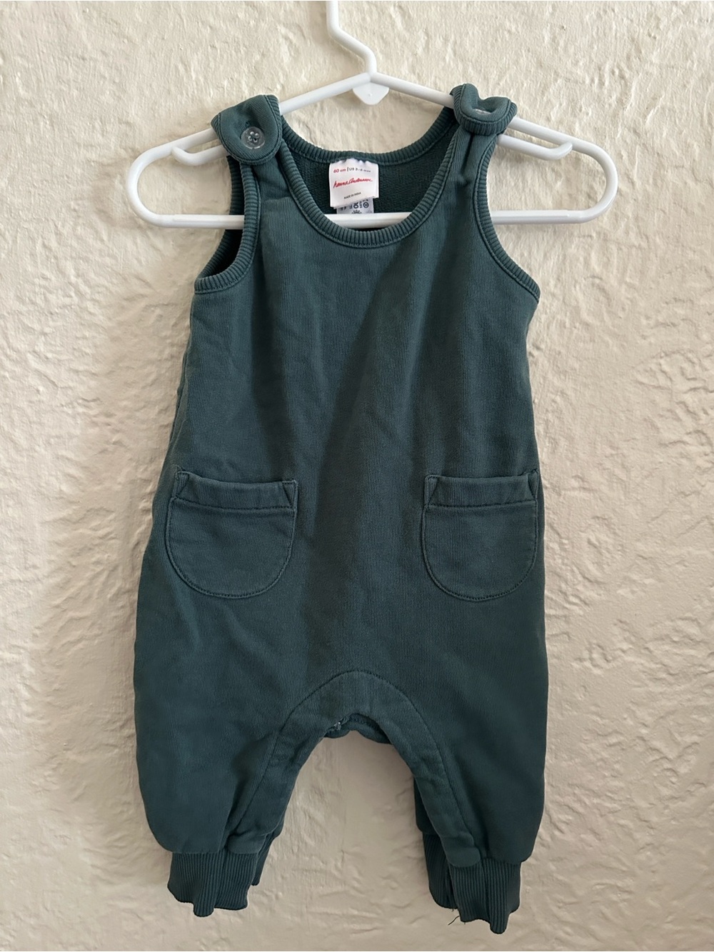 Hanna Andersson Juniper Green French Terry Overalls Jumpsuit 3-6 months